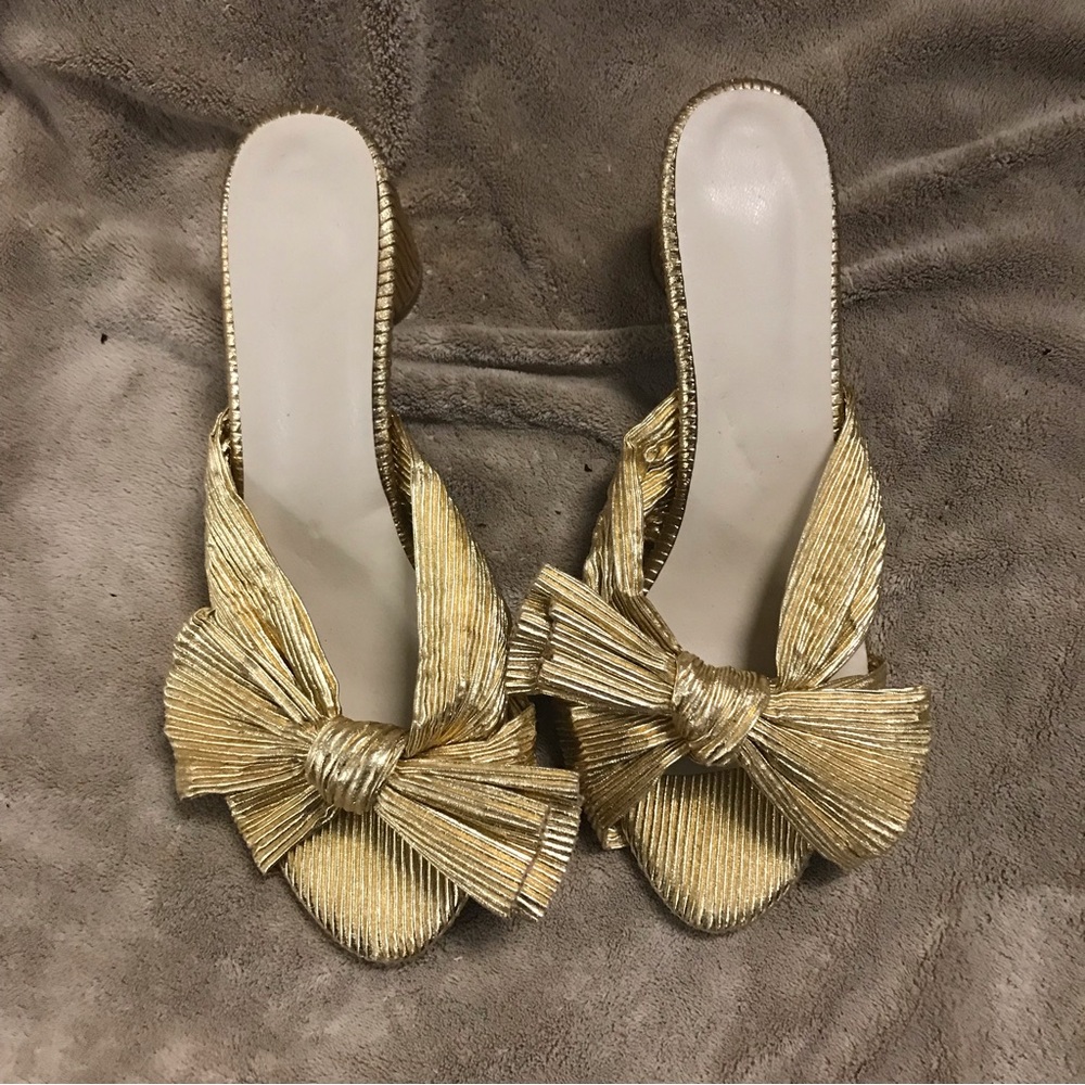 Satin Women's Bow Heeled Sandals Slip On Open Toe 11.5 Shoes